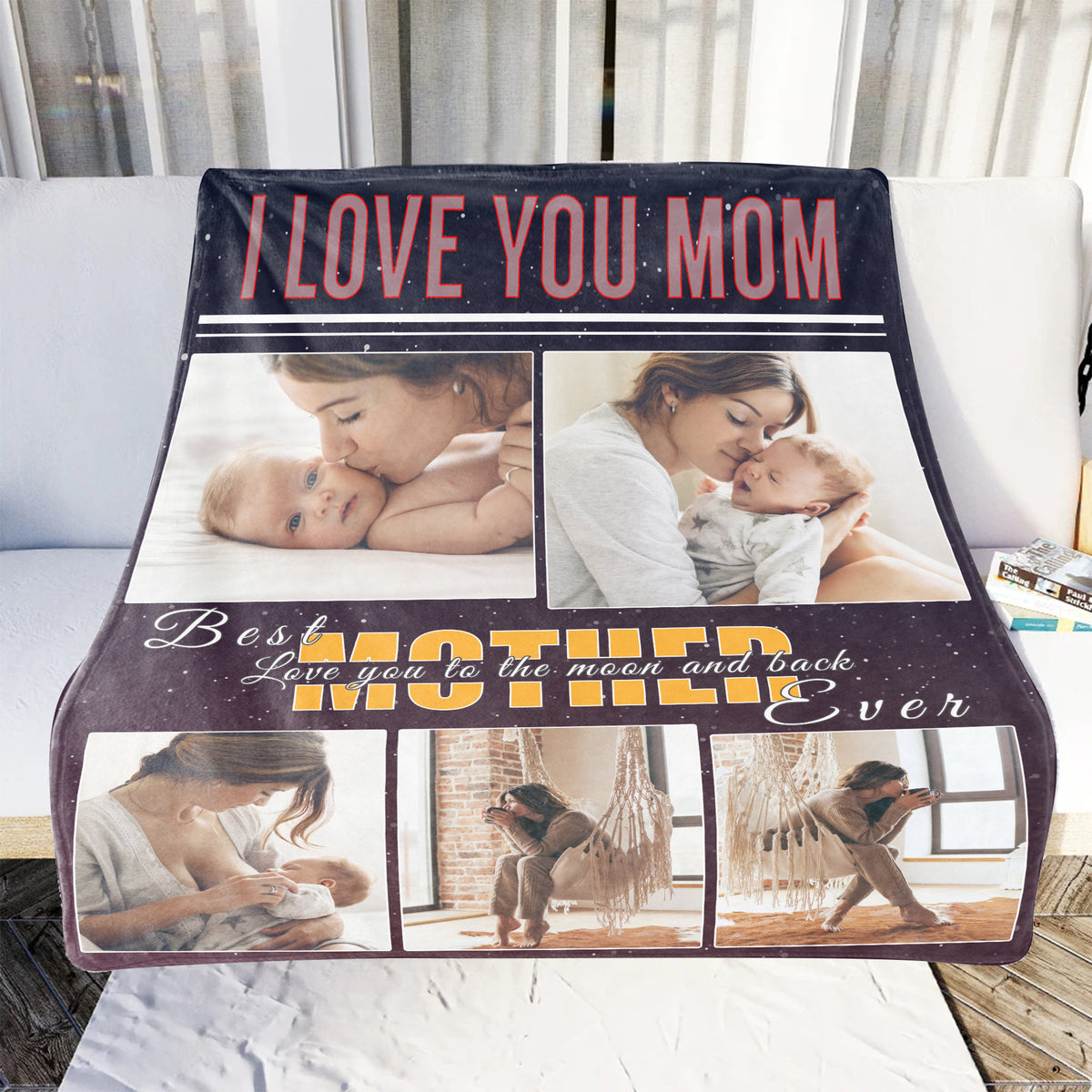 I Love Mom To The Moon And Back - Personalized Blanket - Photo Gift For Mom, Mother's Day, Birthday Gift