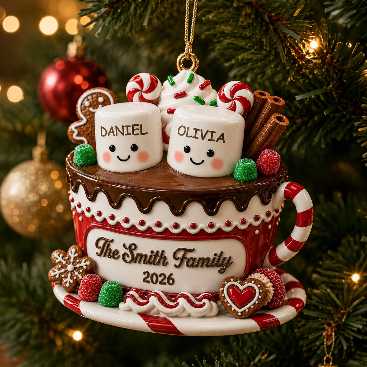 Hot Wishes From Our Family - Real 3D Raised Ornament