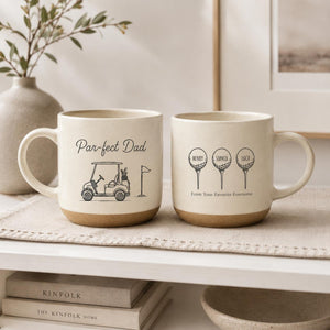 Personalized Best Dad By Par Pottery Mug, Custom Par-fect Dad Mug, Father Day Golf Gift, Golf Lover Gift For Him, Dad Birthday Gift