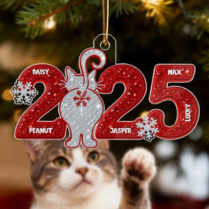 3D Shining Effect Christmas Cat Custom Names - Personalized Acrylic Ornament, Perfect Gift for Cat Lovers to Celebrate the Holiday Season