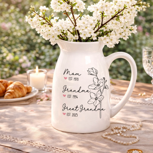 Personalized Mom Grandma Great Grandma Flower Vase, Gift For Mother, Grandma, Mother's Day Gift
