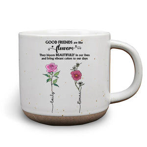 Friends Like Stars They're Always There Colorful Birth Month Flowers - Personalized Pottery Mug - Gift For Sisters, Besties