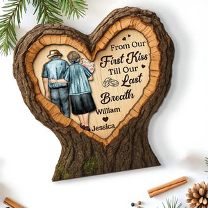 From Our First Kiss Till Our Last Breath - Personalized Wooden Plaque - Anniversary Gift For Couple, Valentine's Day Gift