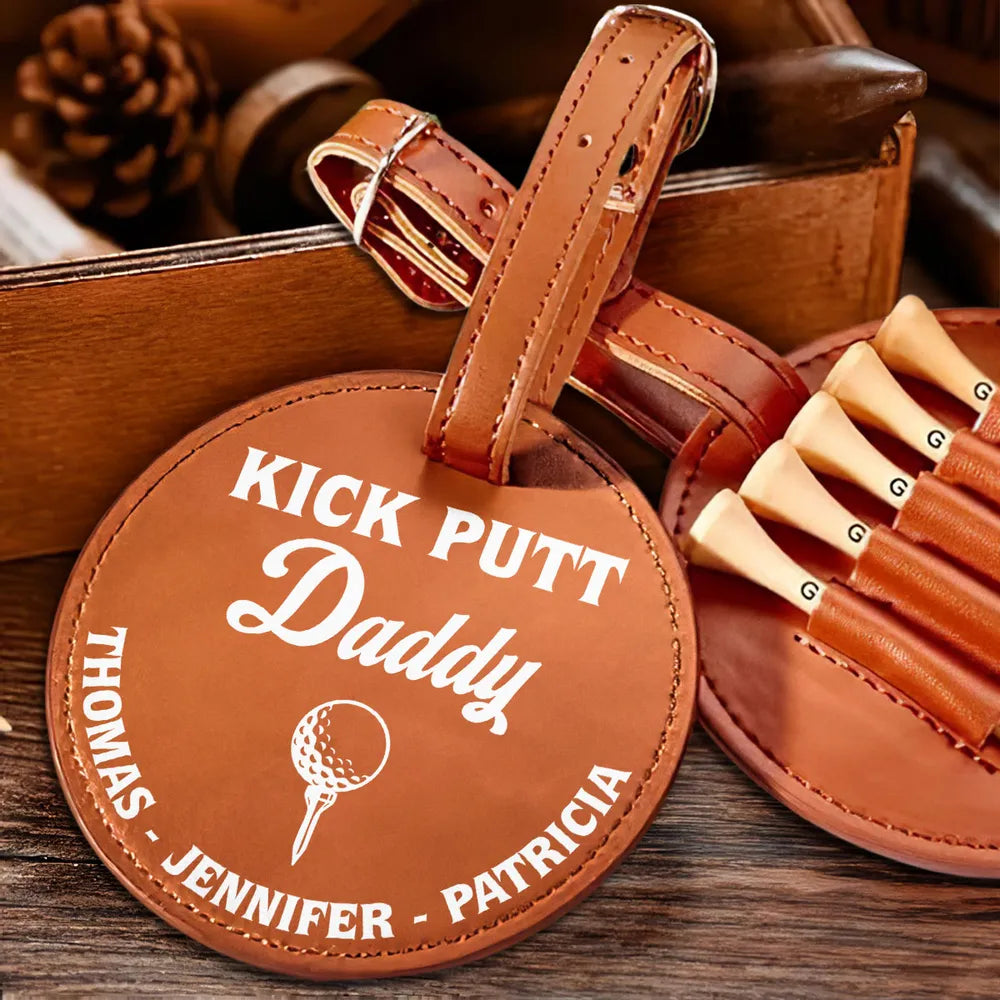 Kick Putt Dad - Personalized Golf Tee Bag - Gift For Golf dad, Gift For Father, Grandfather, Father's Day Gift