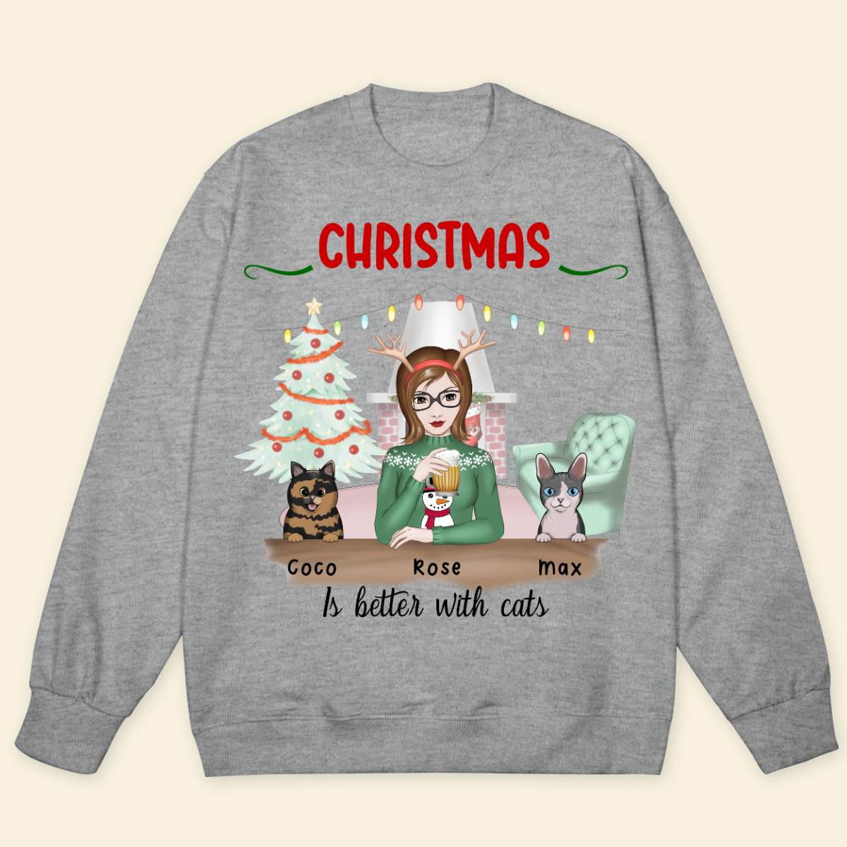 Christmas Is Better With A Cat Personalized Sweatshirt Winter Season Gift For Cat Lovers Christmas Gift For Cat Mom