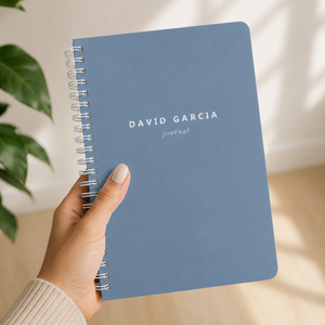 Personalized Notebook for Men, Dusty Blue Journal No Lines, Custom Journal Cover, Spiral Soft Cover Spiral Book