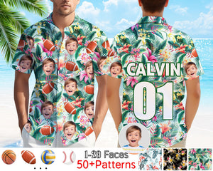 Custom Face Hawaiian Shirt, Sports Theme, Personalized Football Baseball Team Shirt, Summer Gift For Friends, Family