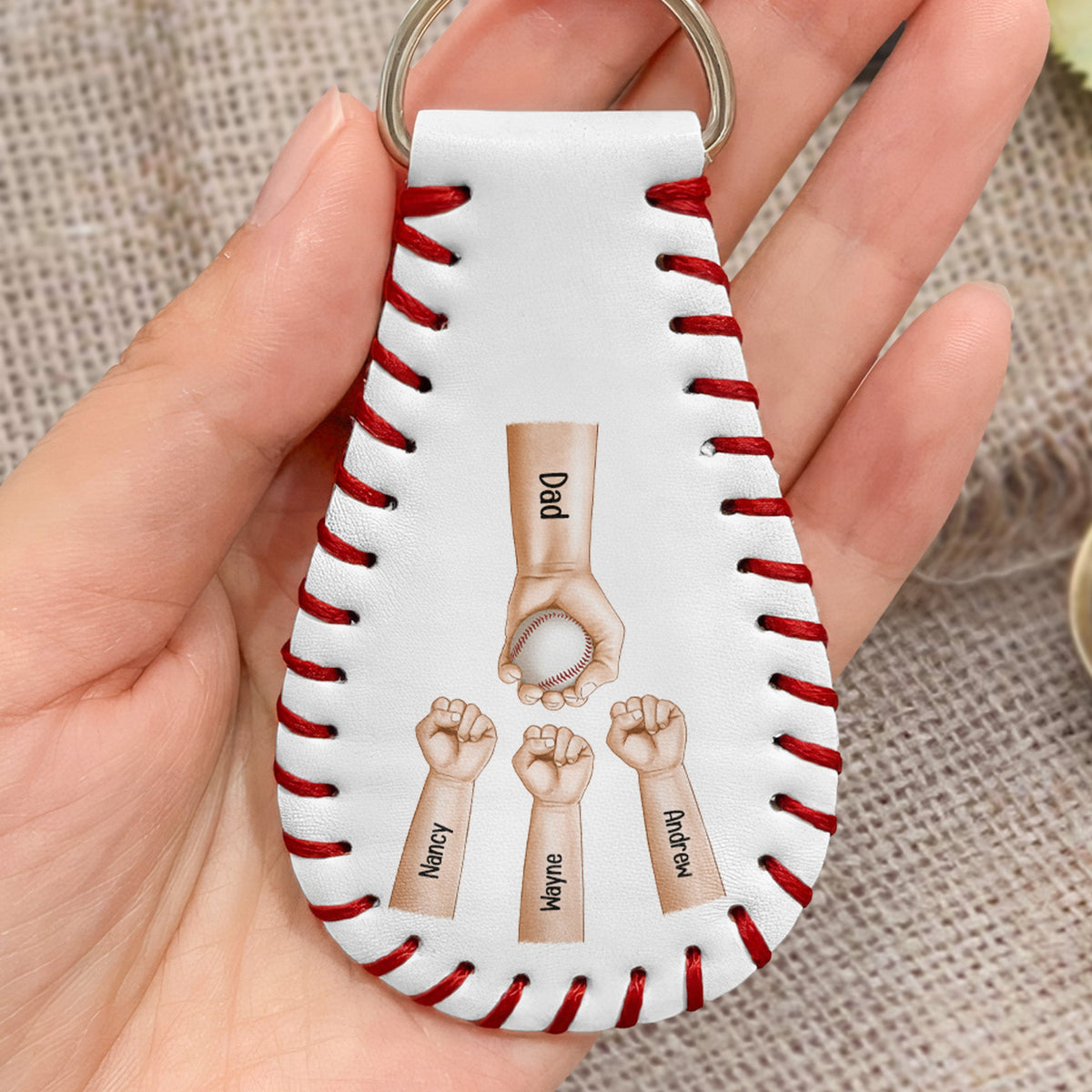 We Scored A Home Run Drive Safe Daddy - Personalized Leather Baseball Keychain - Gift For Father, Baseball Dad, Father's Day Gift