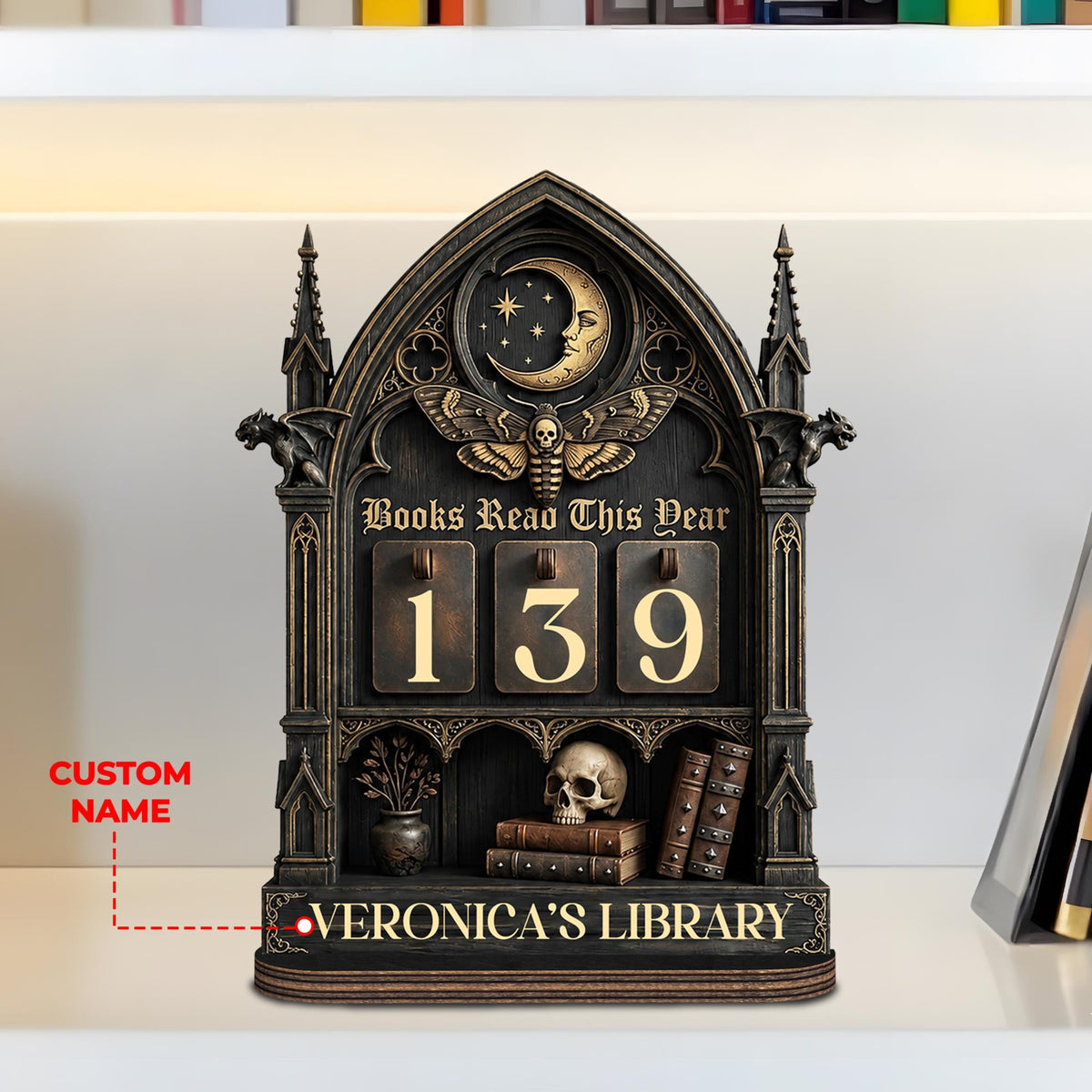 Personalized Gothic Book Tracker Sign, Books Read This Year Tracker, Dark Academia Library Decor, Custom Reader Gift, Gothic Bookshelf Decor 2a0f4068-2c27-4e33-9419-03f7e7c1b57d-2.jpg