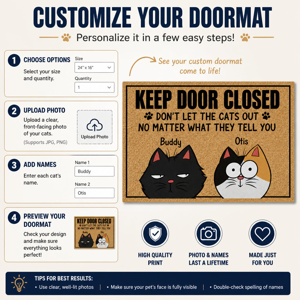 Keep Door Closed Cats Out Personalized Doormat – Two Cartoon Pet Portraits - Personalized Doormat 2a105503-476c-4863-b75d-ada4e5dc5786.jpg