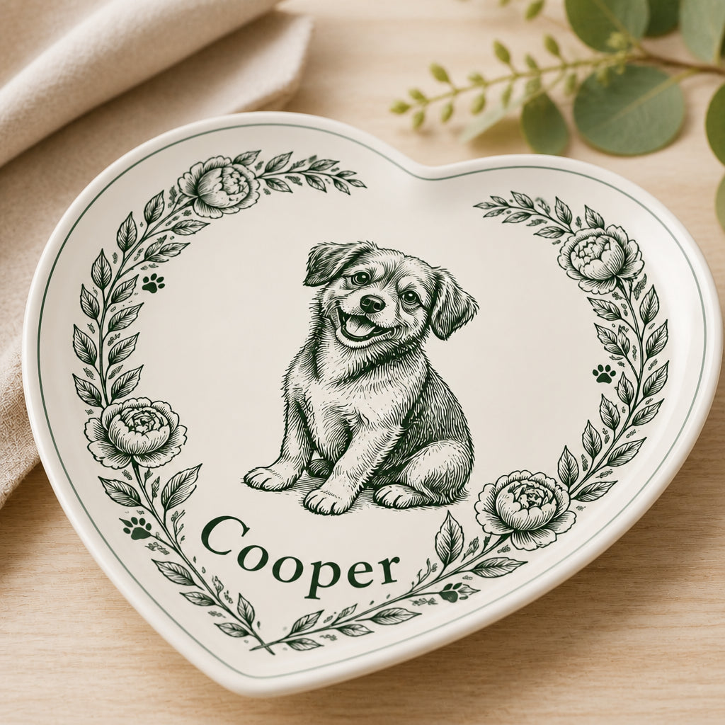 Personalized Pet Name Heart Plate – Botanical Wreath - Personalized Personalized Ceramic Plate 2a11824e-255e-4229-ad32-e213eea3d9ba.jpg
