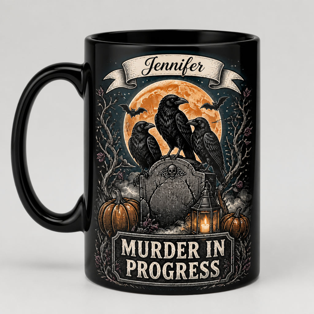 Murder In Progress Crow Mug – Personalized Name - Personalized Mug 2a31adf4-8840-4bad-b598-f88702e9a781.jpg
