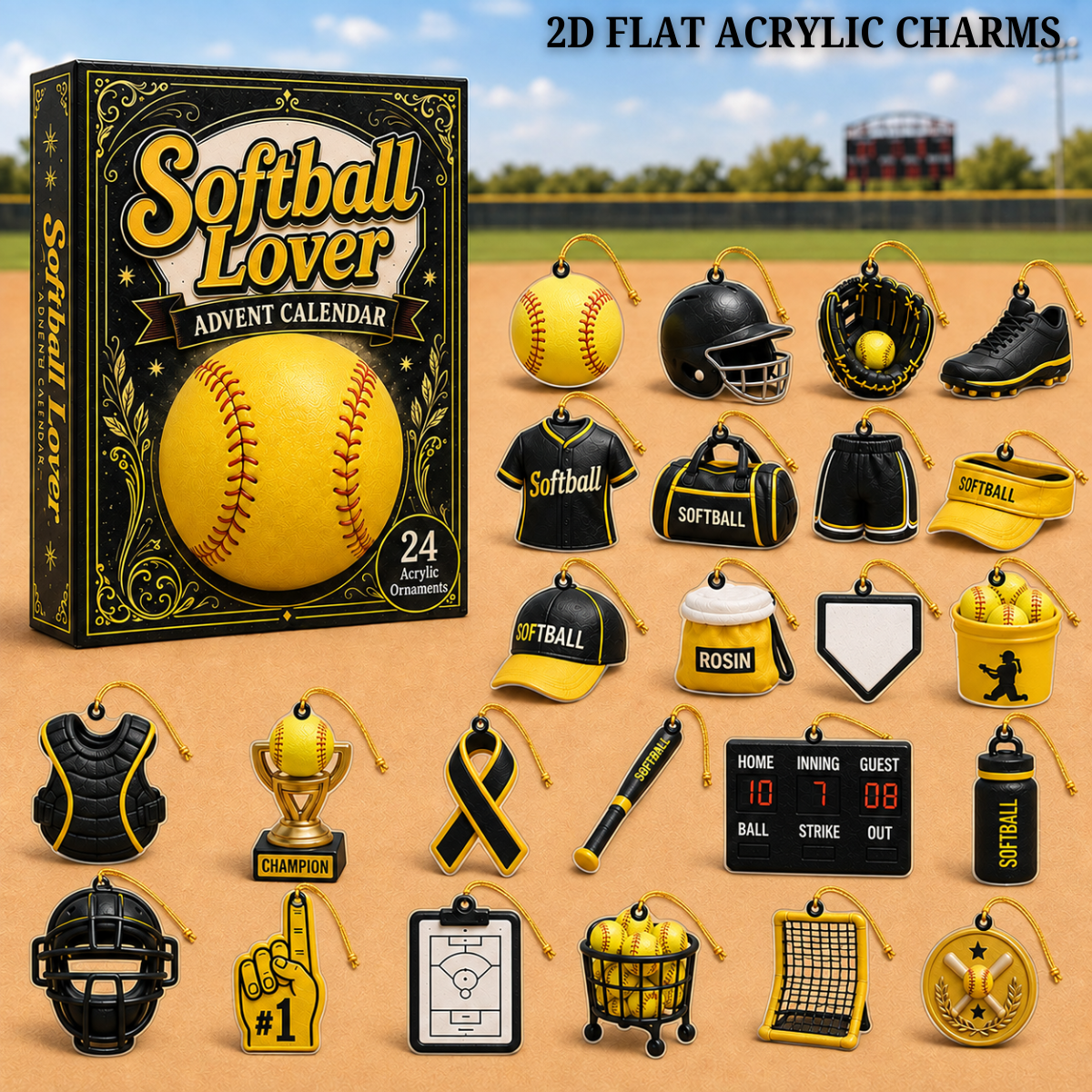 Softball Lover Advent Calendar 2026 - 24-Day Festive Countdown, Acrylic Charms Blind Box - Gift For Sports Lovers 2a325369-10e1-40ae-9207-9f8df4299936-softball-text.png