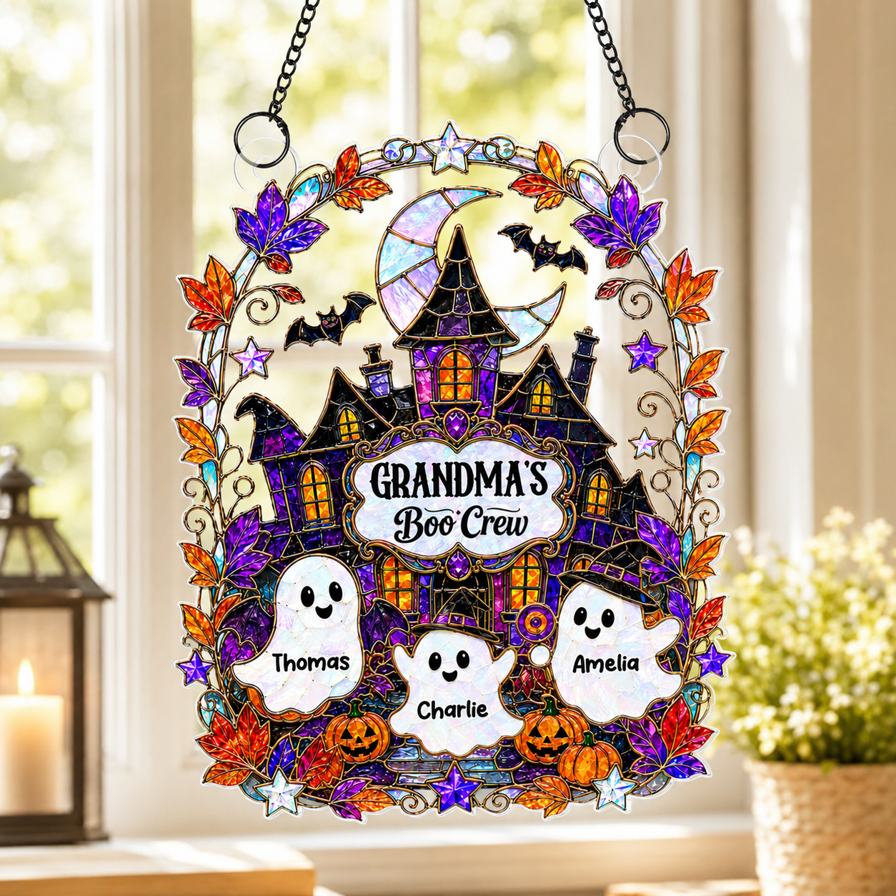 Grandma's Boo Crew Haunted House - Personalized Acrylic Window Hanging - Halloween Decoration For Grandma 2a386743-dd2b-4eef-a703-d363499c93e9-banner-1.png