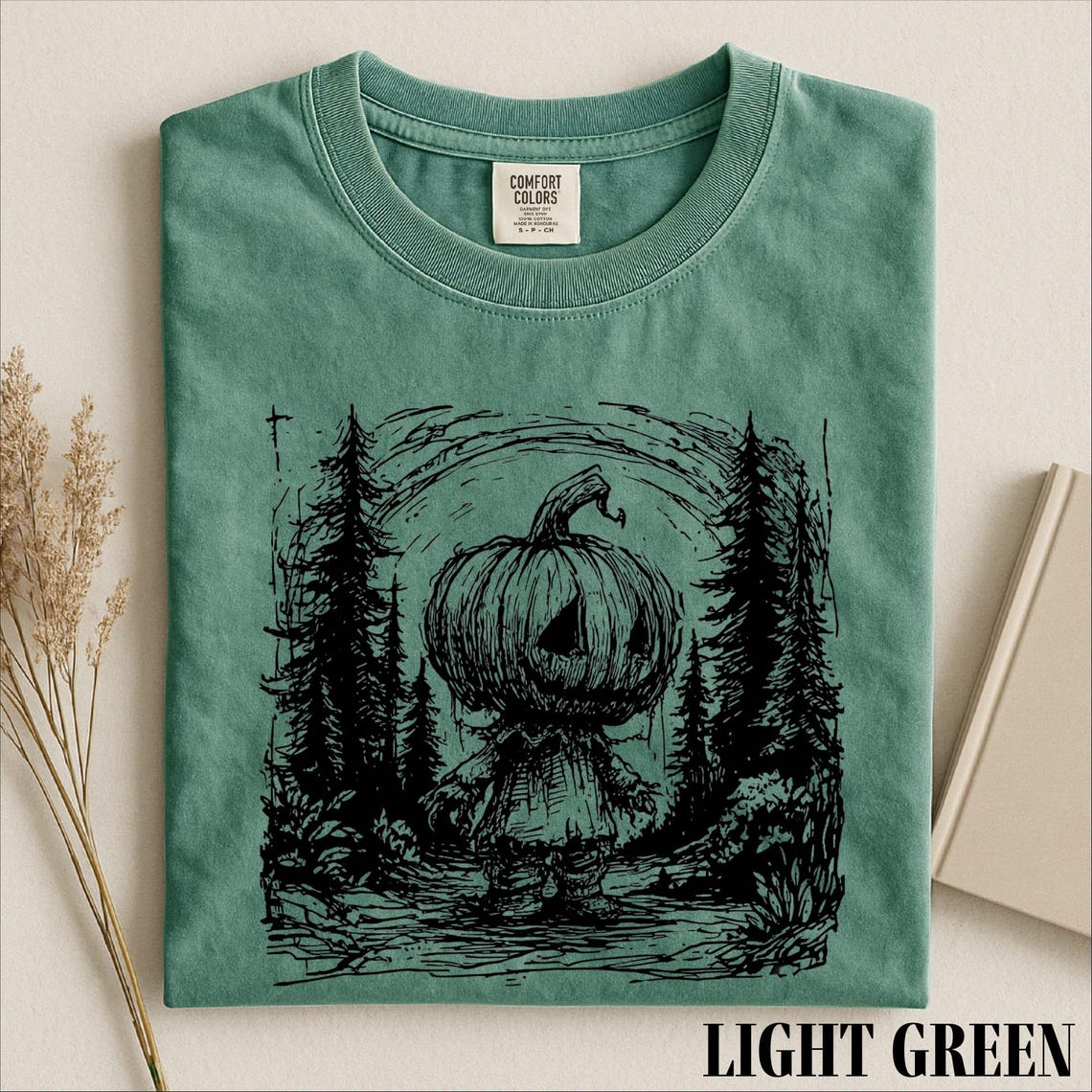 Spooky Forest Pumpkin Head Shirt, Retro Halloween Graphic Tee 2a63999a-7861-4c4a-9699-5c177ab6f67e-5.jpg