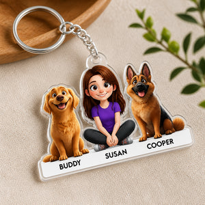 Custom Cartoon You + Pets Acrylic Keychain (Photo-to-Art, 3 Portraits with Name Labels) - Personalized Acrylic Keychain 2a776d2c-5226-4b06-b7c0-631013639629.jpg
