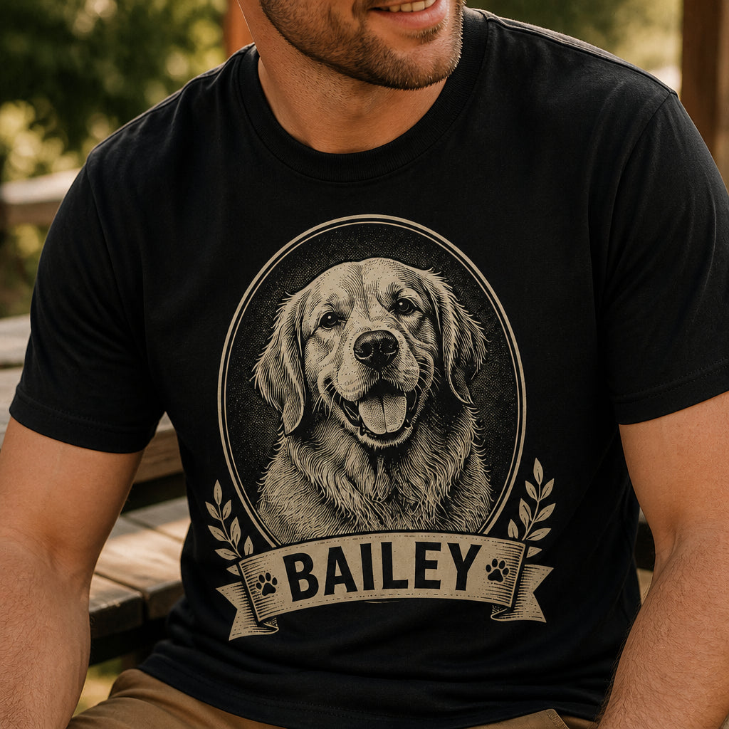 Custom Pet Portrait Name Tee – Etched Vintage Style - Personalized T-shirt 2a80ff30-9443-4c60-bc31-db05b33f09fa.jpg