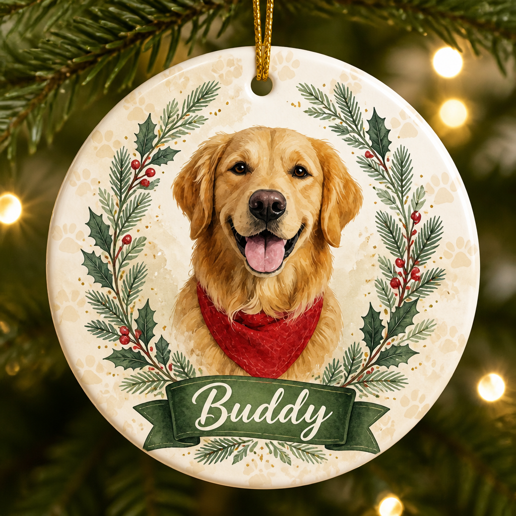 Custom Pet Portrait Name Ornament – Watercolor Wreath - Personalized Ornament 2a8532a2-1d7a-4c32-83a6-94f5435e7d3d.png
