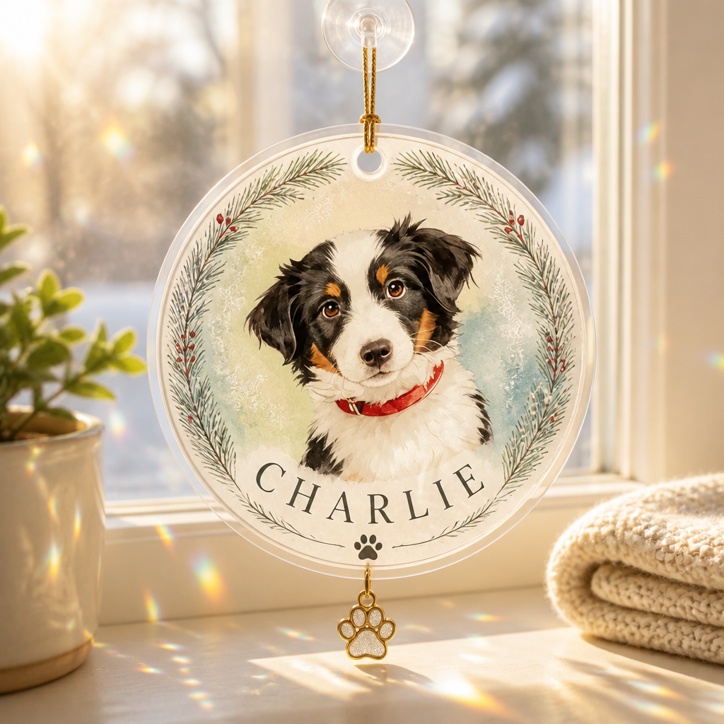 Custom Pet Watercolor Portrait Ornament with Name - Personalized 1 Layered Suncatcher with Charm 2a922f70-9166-4d14-a822-7617ce1ac863.png