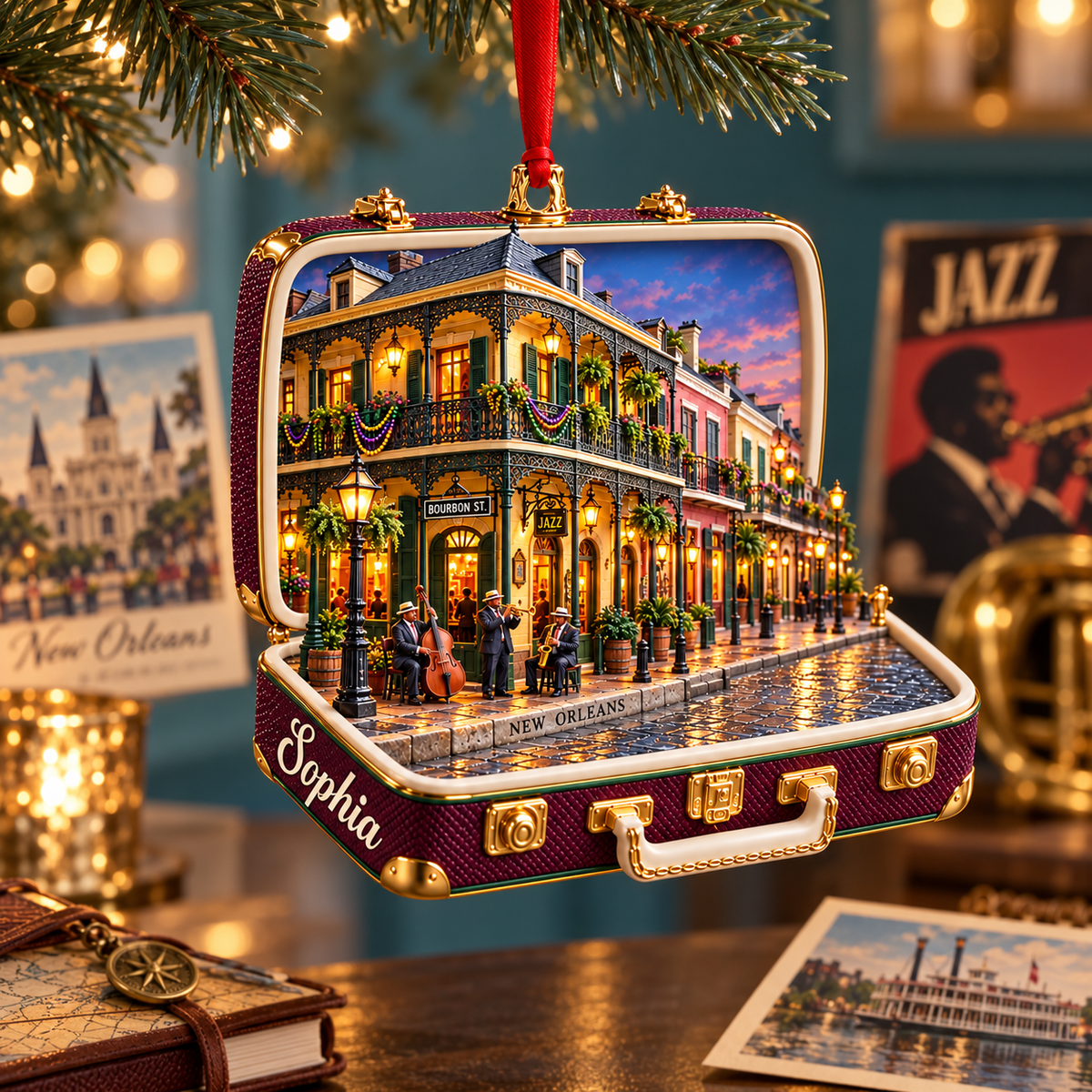 Personalized 3D French Quarter Suitcase Christmas Ornament – New Orleans USA Travel Souvenir & Gift for New Orleans Lovers 2a9c8715-6100-4cb5-bc4b-3dc6030767a0-New-Orleans-Jazz-Suitcase-Ornament-1.png