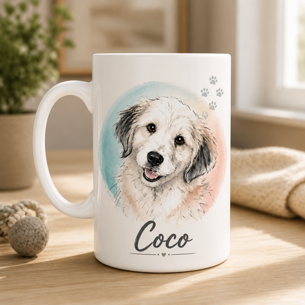 Custom Pet Watercolor Portrait Name Mug - Personalized Mug 2ad17ca8-1134-4892-ba82-f92b4fa60cac.png