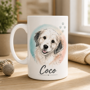 Custom Pet Watercolor Portrait Name Mug - Personalized Mug 2ad17ca8-1134-4892-ba82-f92b4fa60cac.png