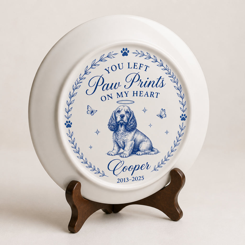 You Left Paw Prints On My Heart - Personalized Pet Memorial Ceramic Plate - Personalized Personalized Ceramic Plate 2ada0c81-1428-4c39-b9d8-bd94b98f6a81.jpg