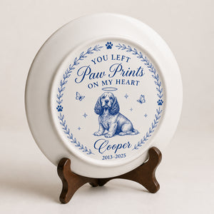 You Left Paw Prints On My Heart - Personalized Pet Memorial Ceramic Plate - Personalized Personalized Ceramic Plate 2ada0c81-1428-4c39-b9d8-bd94b98f6a81.jpg