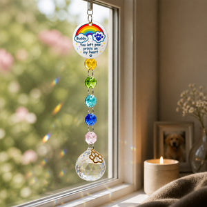 Pet Memorial Suncatcher – You Left Paw Prints On My Heart (Name Personalized) - Personalized 1 Layered Suncatcher with Charm 2ae48c1e-2330-4183-bfd0-bb8408d134db.jpg