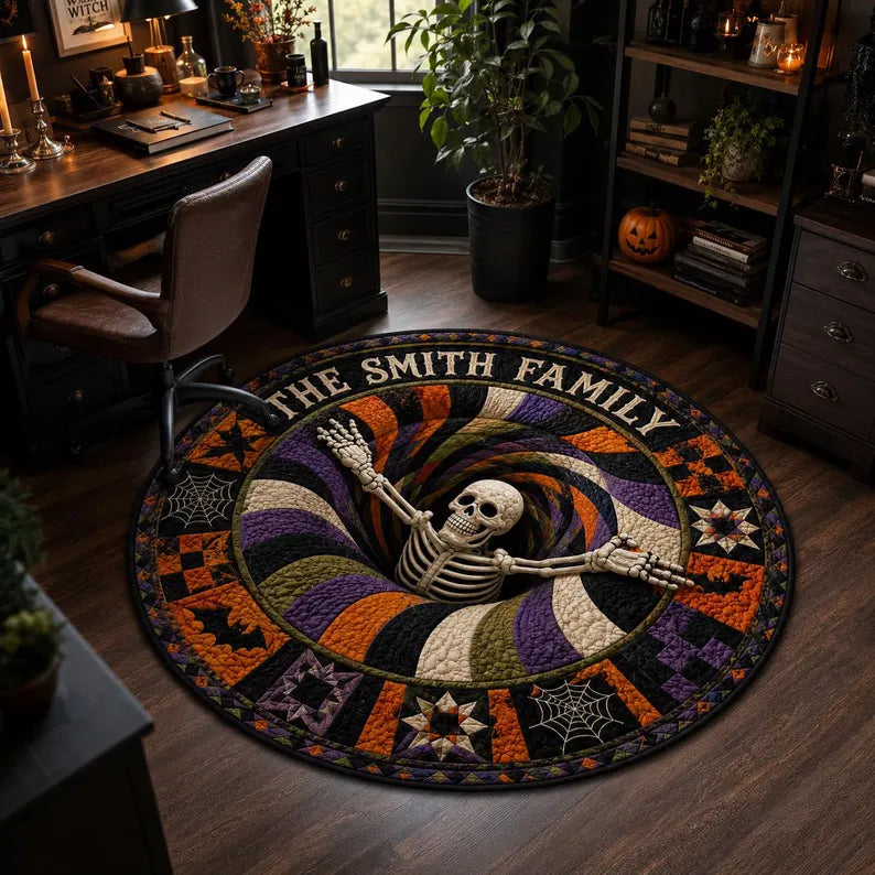 Personalized Halloween Quilted Round Rug, Custom Skeleton Spiral Vortex Circle Area Rug, Funny Spooky Family Name Doormat Gift 2aeb83f1-4db2-4d01-b121-185216a4d4a0-GFFGFGFGFGF-1-.webp
