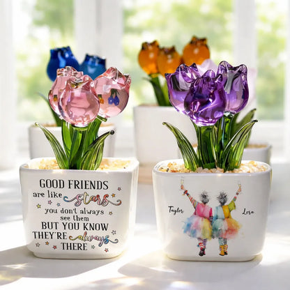 Good Friends Are Like Stars - Personalized Mini Glass Flower Pot - Gift For Soul Sister, Bestie, Friends 2b028ce4-98b7-4caa-8917-8c699a7b38ac-banner-3.webp