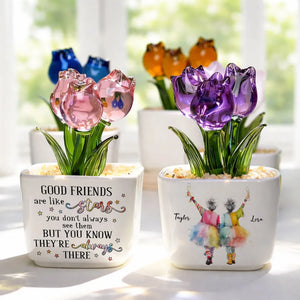Good Friends Are Like Stars - Personalized Mini Glass Flower Pot - Gift For Soul Sister, Bestie, Friends 2b028ce4-98b7-4caa-8917-8c699a7b38ac-banner-3.webp