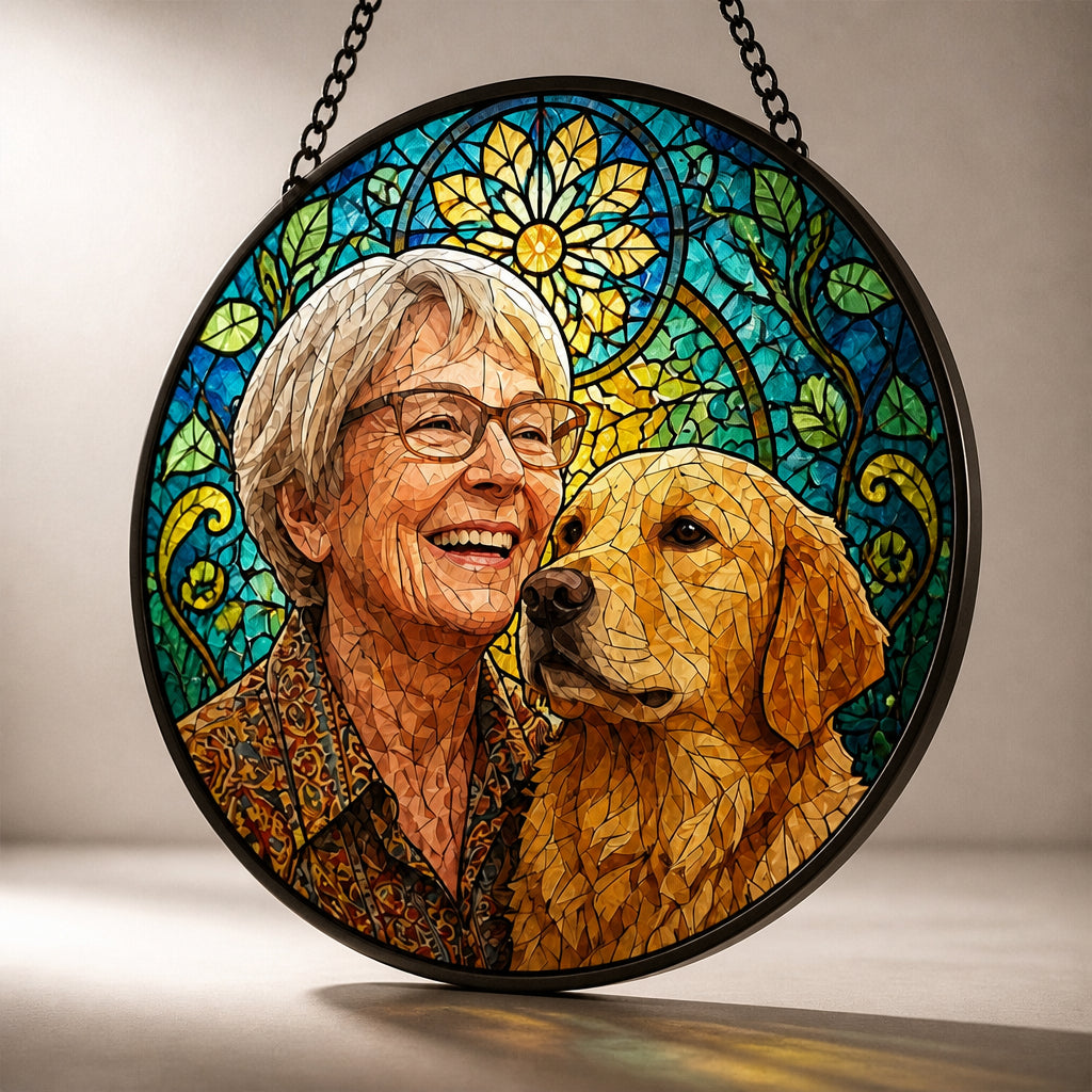 Custom Stained-Glass Style Pet & Owner Suncatcher - Personalized Suncatcher Stained Glass 2b0ae879-8a88-4954-8801-a9dd5de15a72.jpg