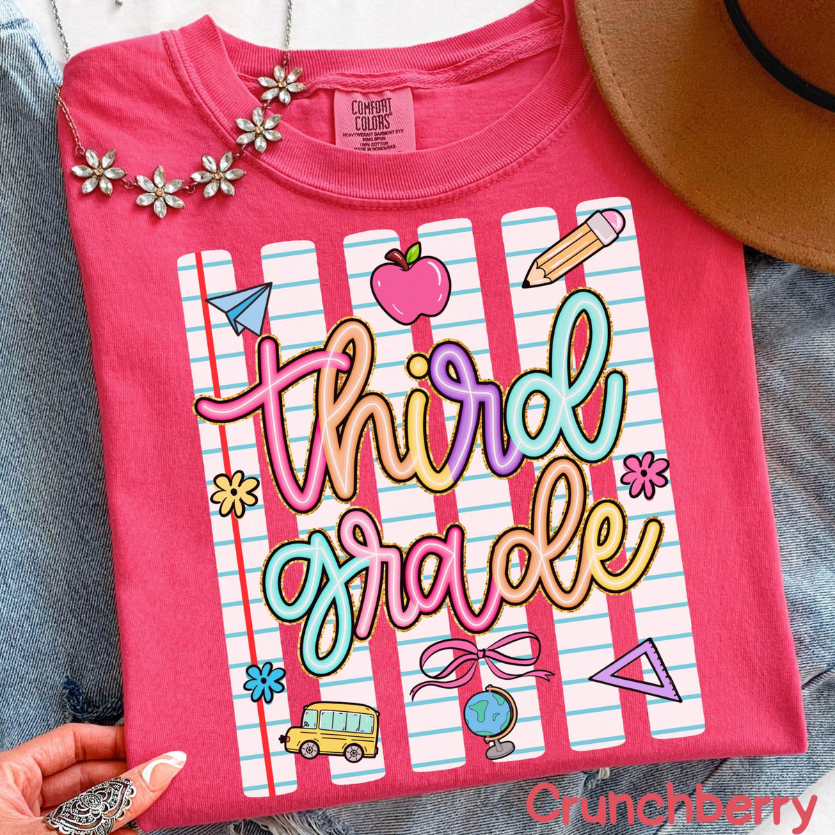 Striped Neon Third Grade Teacher Shirt, Back To School Gift, 3rd Grade Tshirt, Elementary School Tee, Teacher Appreciation Gift 2b1b39f6-9db7-4390-a09b-2c2de94bcc8b-1.jpg