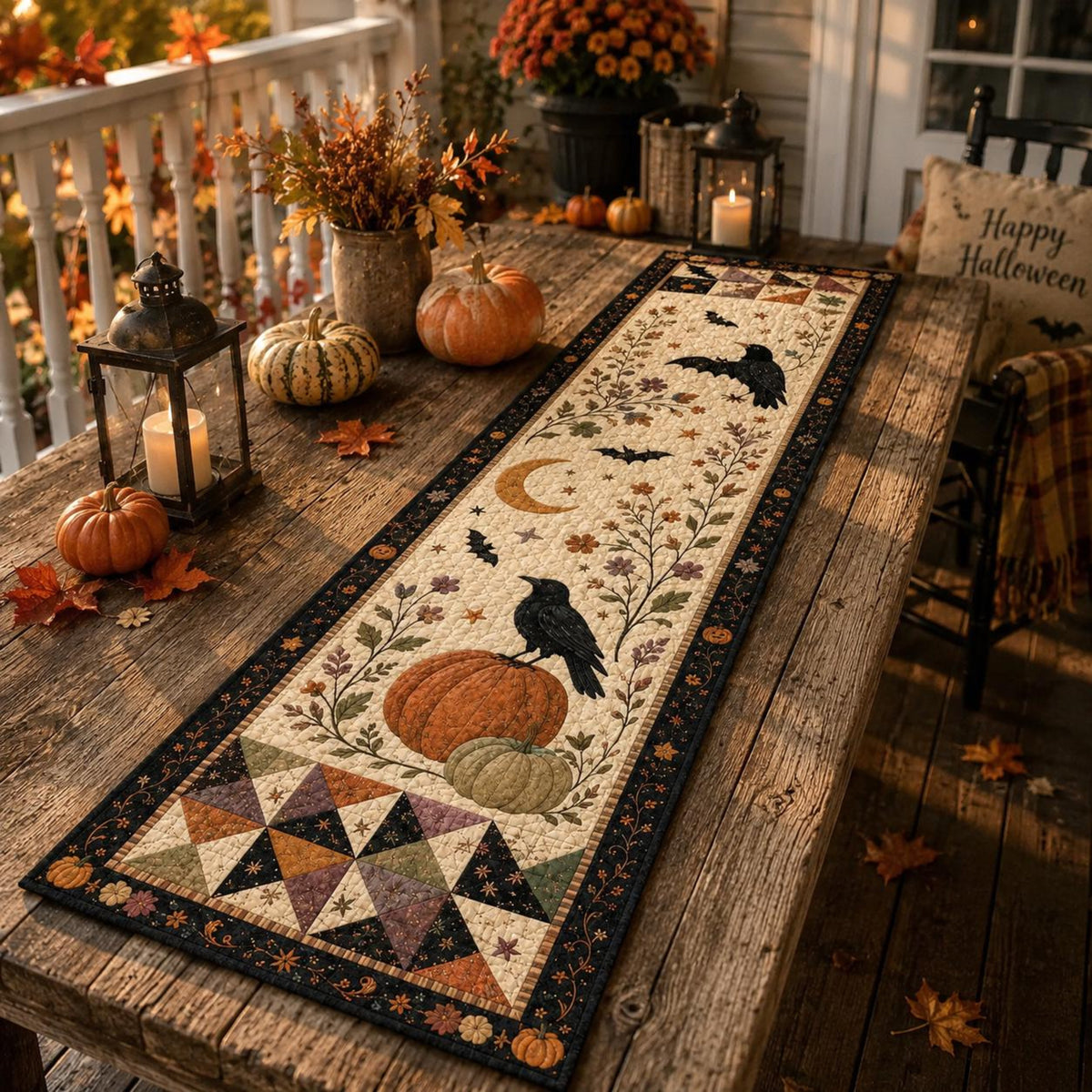 Halloween Quilted Table Runner, Fall Table Runner, Pumpkin Cat Ghost Bat Table Decor, Spooky Autumn Dining Table Runner Halloween Home Decor 2b361884-c3e2-4f4d-8764-9c9d75d01f16-3.jpg