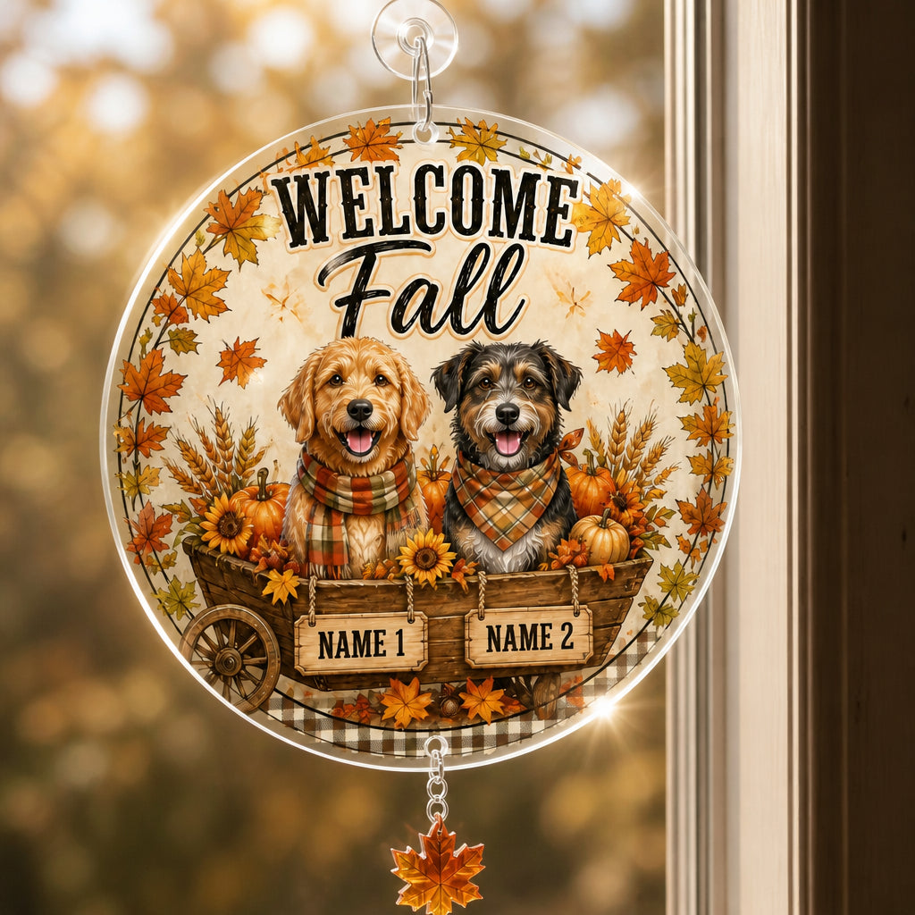 Welcome Fall Pet Portrait Garden Flag - Personalized 1 Layered Suncatcher with Charm 2b4b7bb8-972b-4e37-a88b-faed88fa4414.jpg
