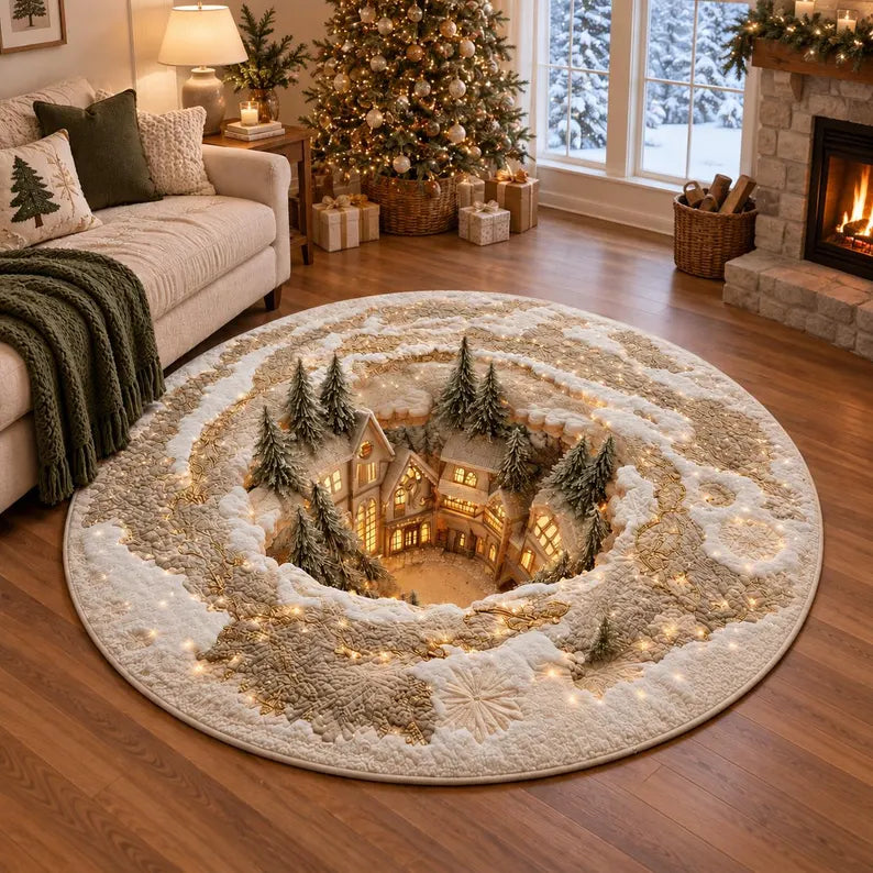 Christmas Village Quilted Round Rug, Winter Wonderland Round Carpet, Cozy Holiday Home Decor, Snowy Christmas Rug, Festive Floor Mat 2b50e66f-d497-442e-915f-c0d8f9b217e9-gredry-3-.webp