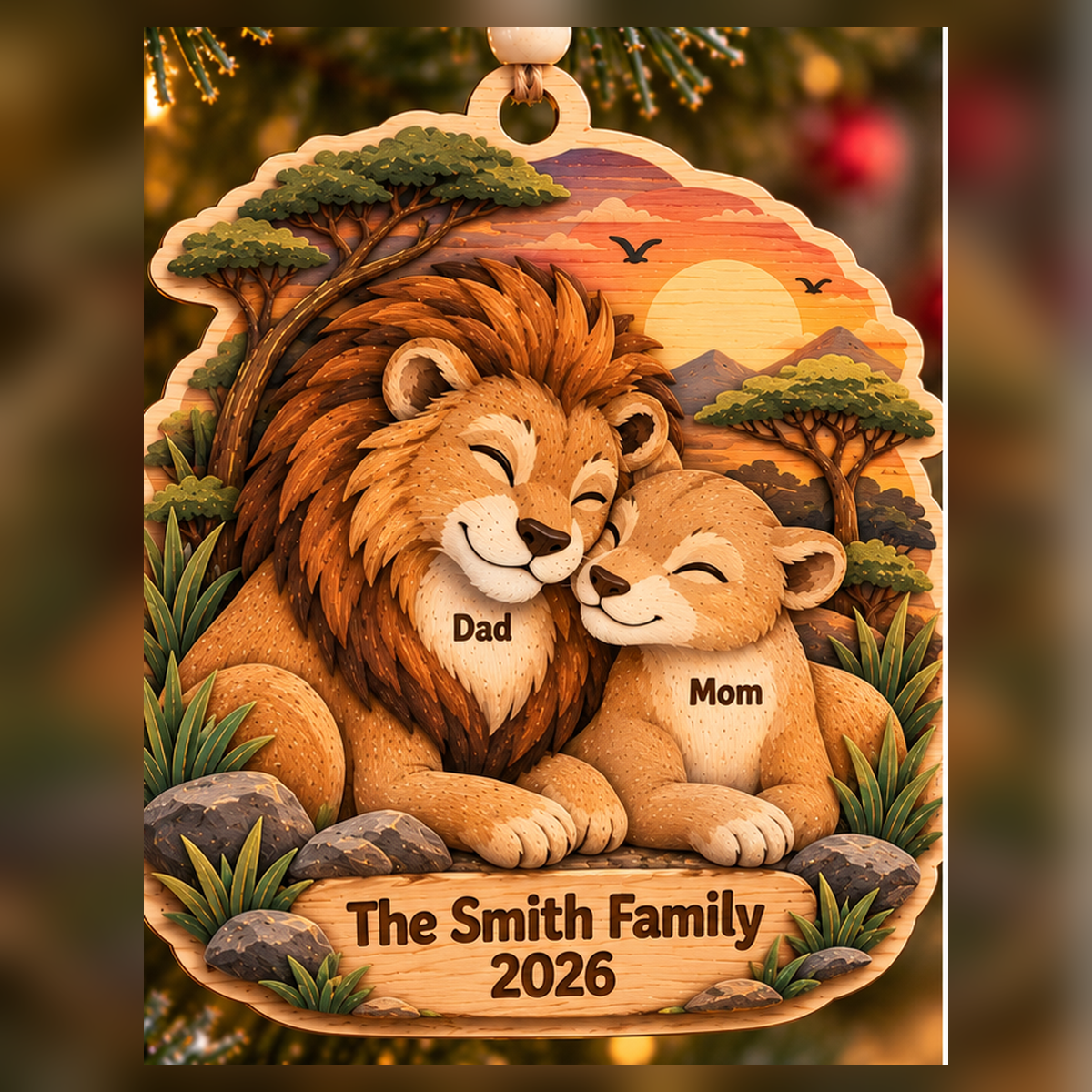 Personalized Lion Family Layered Wood Christmas Ornament, Custom Family Name Lion Ornament, Safari Animal Family Keepsake, Christmas Gift 2026 2b77bbc5-b6d1-4d2b-ae5f-71ec21aaba6b-lion_family_2_members_2026_1200.png
