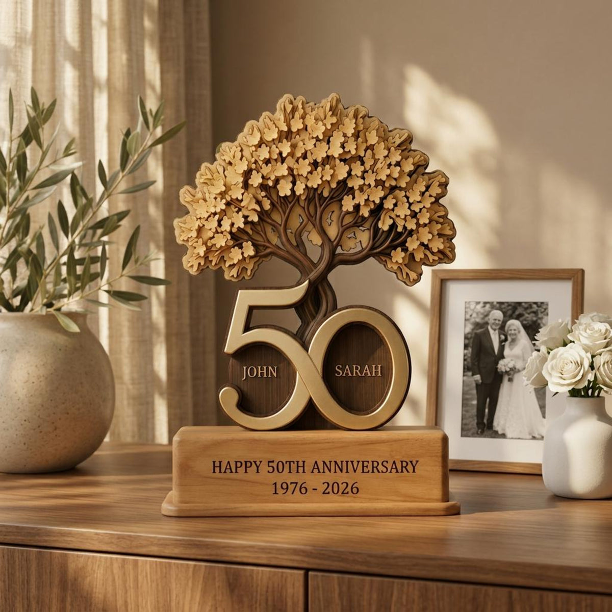 Personalized Wooden Anniversary Tree Block, Custom Couple Names, 50 Years Golden Keepsake 2b7daf55-d2d7-4855-aa95-e5789c822375-1.jpg