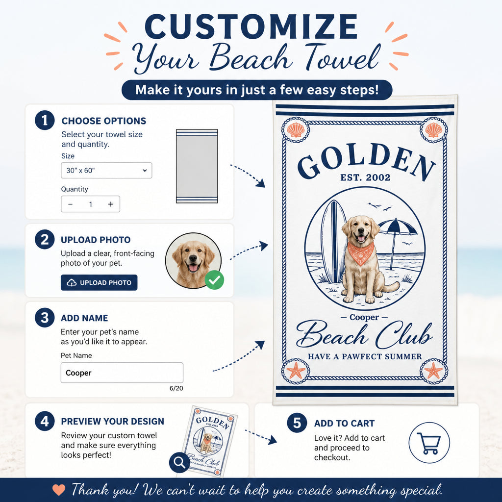 Golden Beach Club Personalized Dog Beach Towel - Personalized Beach Towel 2ba767e4-1d14-43b1-ad90-93f7f331584b.jpg