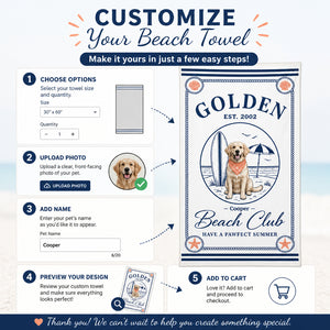 Golden Beach Club Personalized Dog Beach Towel - Personalized Beach Towel 2ba767e4-1d14-43b1-ad90-93f7f331584b.jpg