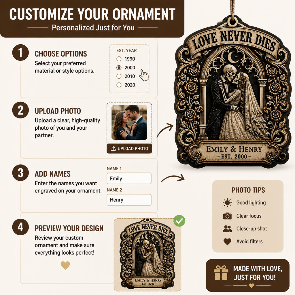 Love Never Dies Gothic Couple Personalized 3-Layer Wood Ornament - Personalized 3-Layered Wood Ornament 2be56a4a-e028-408e-823c-3380fea98773.jpg