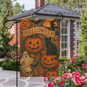 Halloween Garden Flag, Fall Season Outdoor Decor, Spooky Floral Yard Flag, Neutral Autumn Porch Decoration, Black Cat Pumpkin Garden Flag 2bec81ca-c8e5-4469-877b-ce586050b3c4-3.jpg