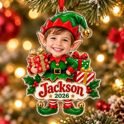 Personalized Photo Elf Christmas Ornament, Custom Boy Elf Ornament, Acrylic Christmas Tree Ornament, Kids Name Holiday Gift, 2026 Ornament 2bed9920-2c9d-41af-a554-8cf3c92fc8d5-2.webp