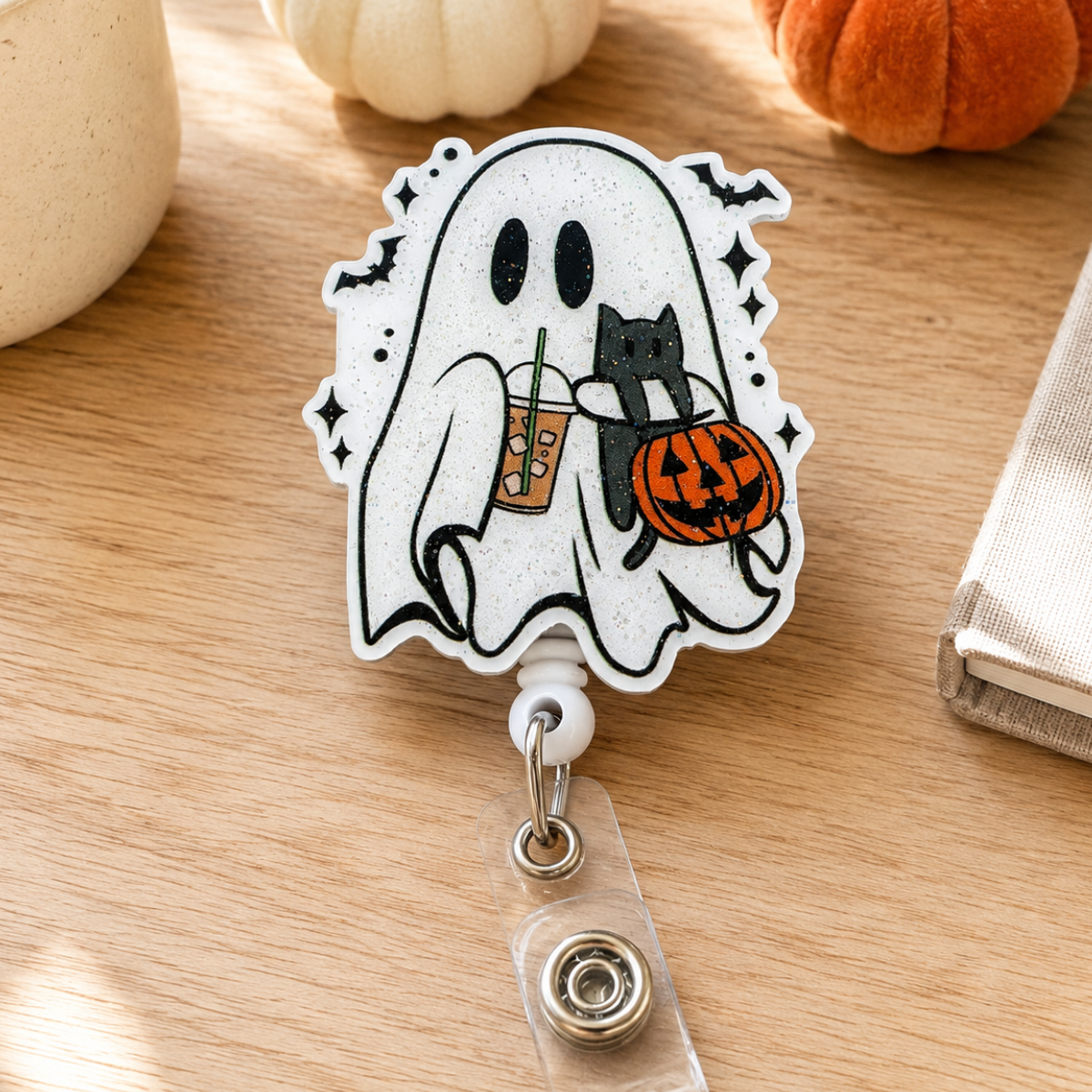 Halloween Badge reel - Coffee Ghost badge reel Retractable badge - Badge topper - ID holder - Spooky Cute ghost - Nurse - Medical - 2c0b1e10-7bc6-45b0-b3f0-45545d646f05-1.png