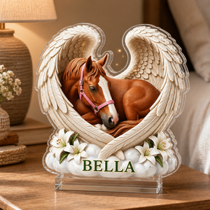 Custom Horse Memorial Acrylic Plaque – Angel Wings Photo Render with Name - Personalized Acrylic Custom shape Standing 1 layer (FS) 2c408d08-452e-4e06-9205-8919e3f702ab.png