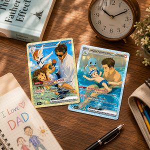 Custom Father s Day Poke Card, Personalized Dad Photo Card, Gift For Dad From Kids, Family Keepsake Trading Card