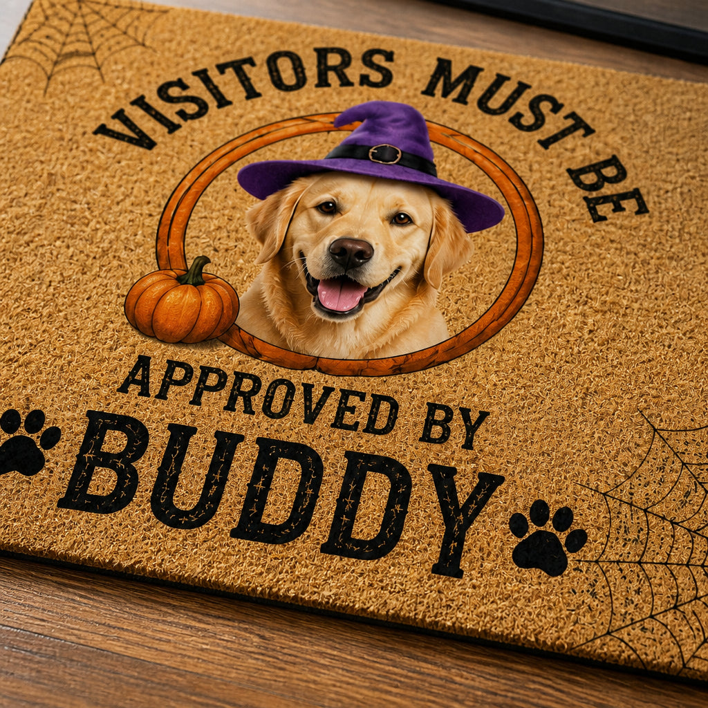 Halloween Visitors Must Be Approved By [Pet Name] – Custom Photo Doormat - Personalized Doormat 2c9bcf41-912c-446d-9684-7191c5eeb276.jpg