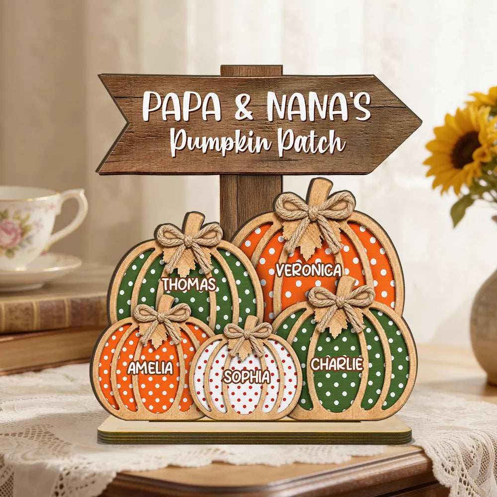 Fall Season Polka Dot Grandma's Pumpkin Patch - Personalized Wooden Plaque - Fall Decor For Grandma, Grandparents 2ce6ad43-6d19-4cb8-9e5f-1fc4902f4840-3.webp