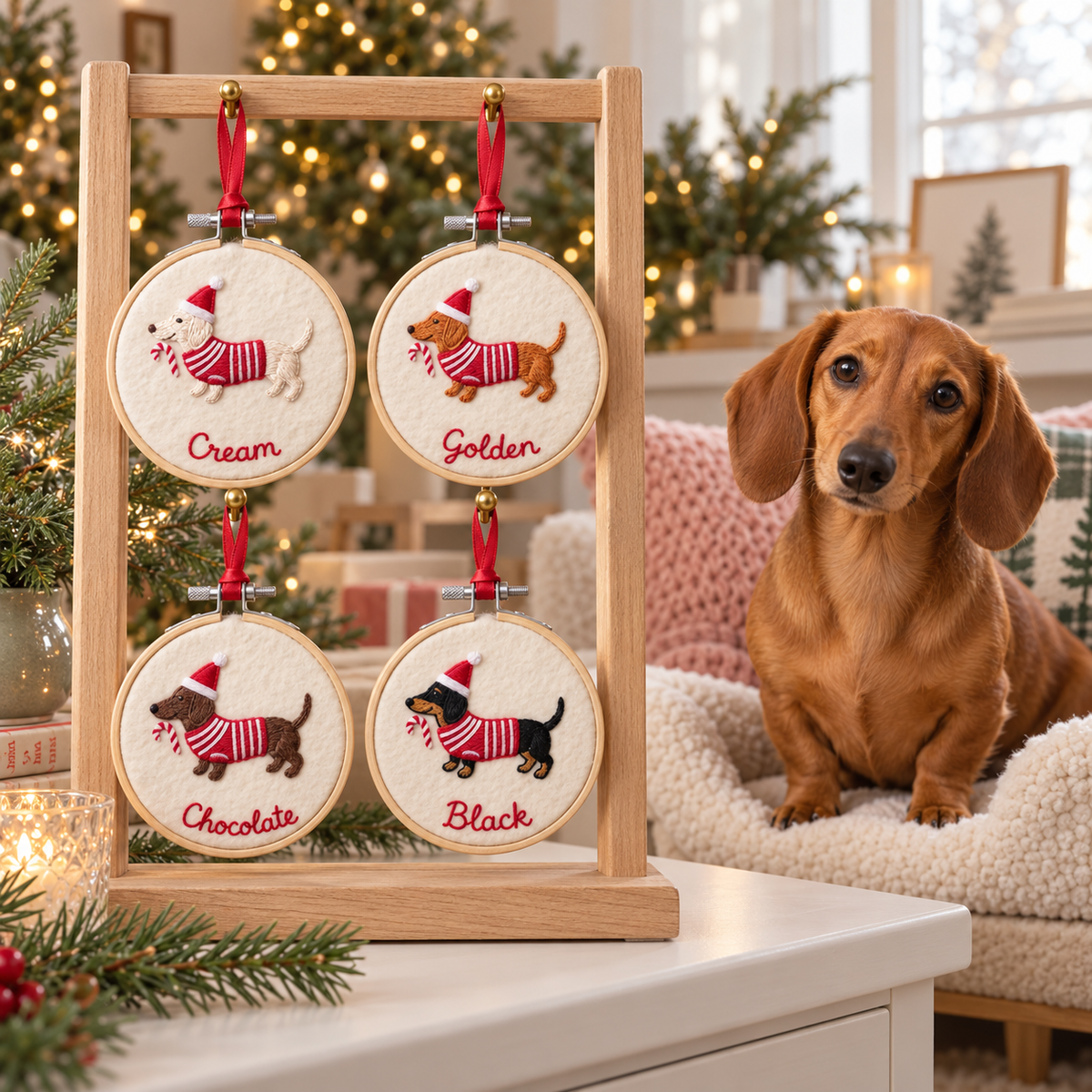 Personalized Dachshund Christmas Ornament, Custom Name Dog Felt Ornament, Doxie Pet Loss Memorial Gift, Gift For Pet Lover, Cute Gift 2ce78291-59b5-40d9-aff9-5f8c5574c578-B-n-v-ng-th-u-Dachshund-Noel.png